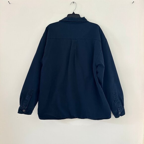 Levi's Men Vintage Canvas Fleece Plaid Lined Shacket Size XL Trucker Jacket Navy - Picture 3 of 12